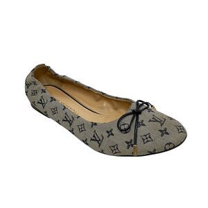 Louis Vuitton Mini Lin Debbie Ballet Bow Flats Navy Canvas EU 36.5 Monogram